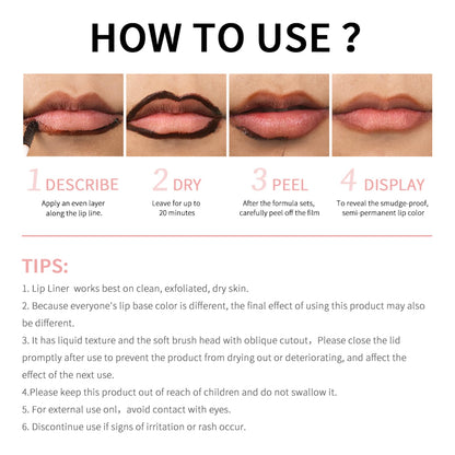 BANGFENG 4Pcs Peel Off Lip Liner Stain — Long-Lasting, Waterproof Nude Matte Lip Color