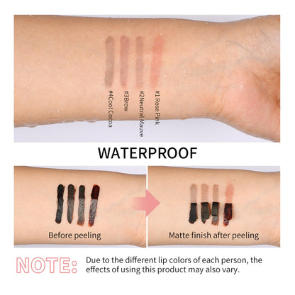 BANGFENG 4Pcs Peel Off Lip Liner Stain — Long-Lasting, Waterproof Nude Matte Lip Color