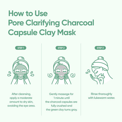 BANILA CO Clean It Zero Charcoal Capsule Pore Polish Mask | Gentle Charcoal Exfoliator with PHA Capsules & Green Clay