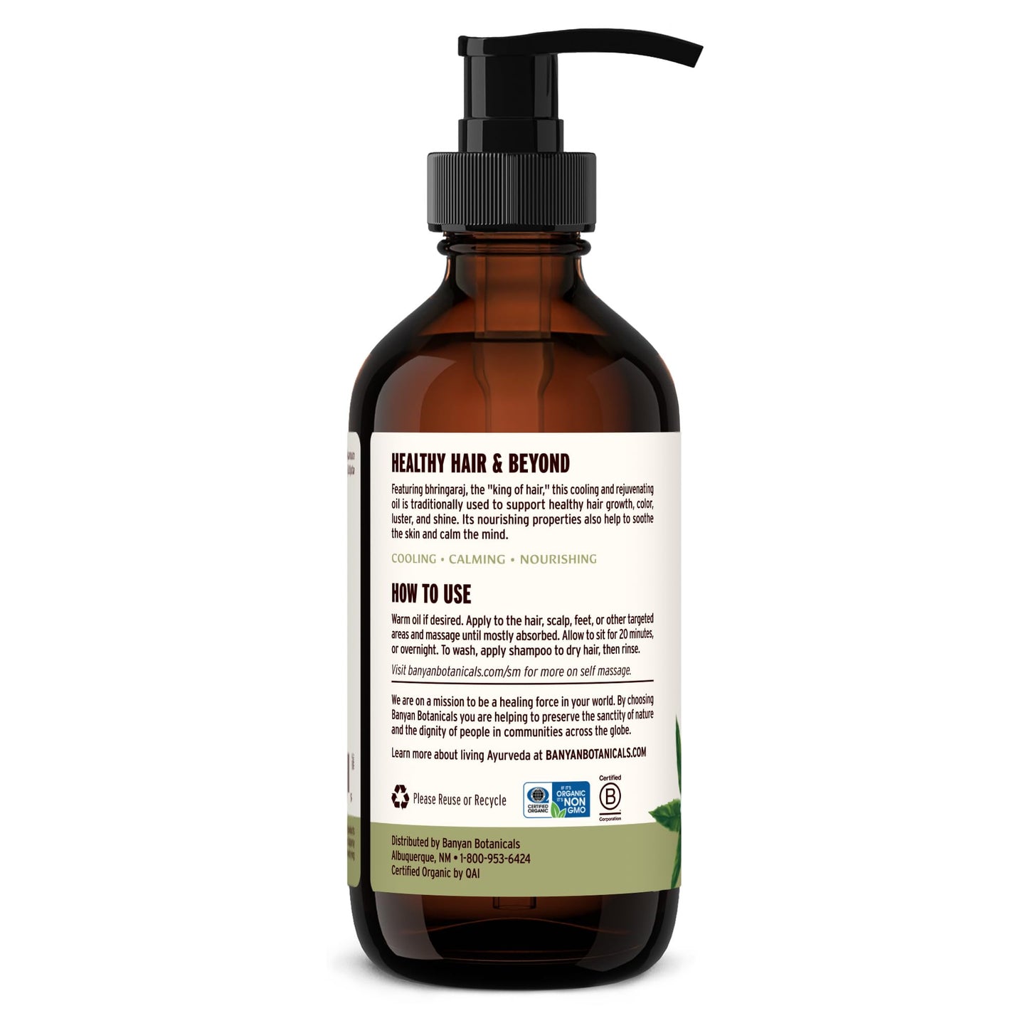 Banyan Botanicals Organic Bhringaraj Oil – Supports Healthy Hair Growth, 8 oz