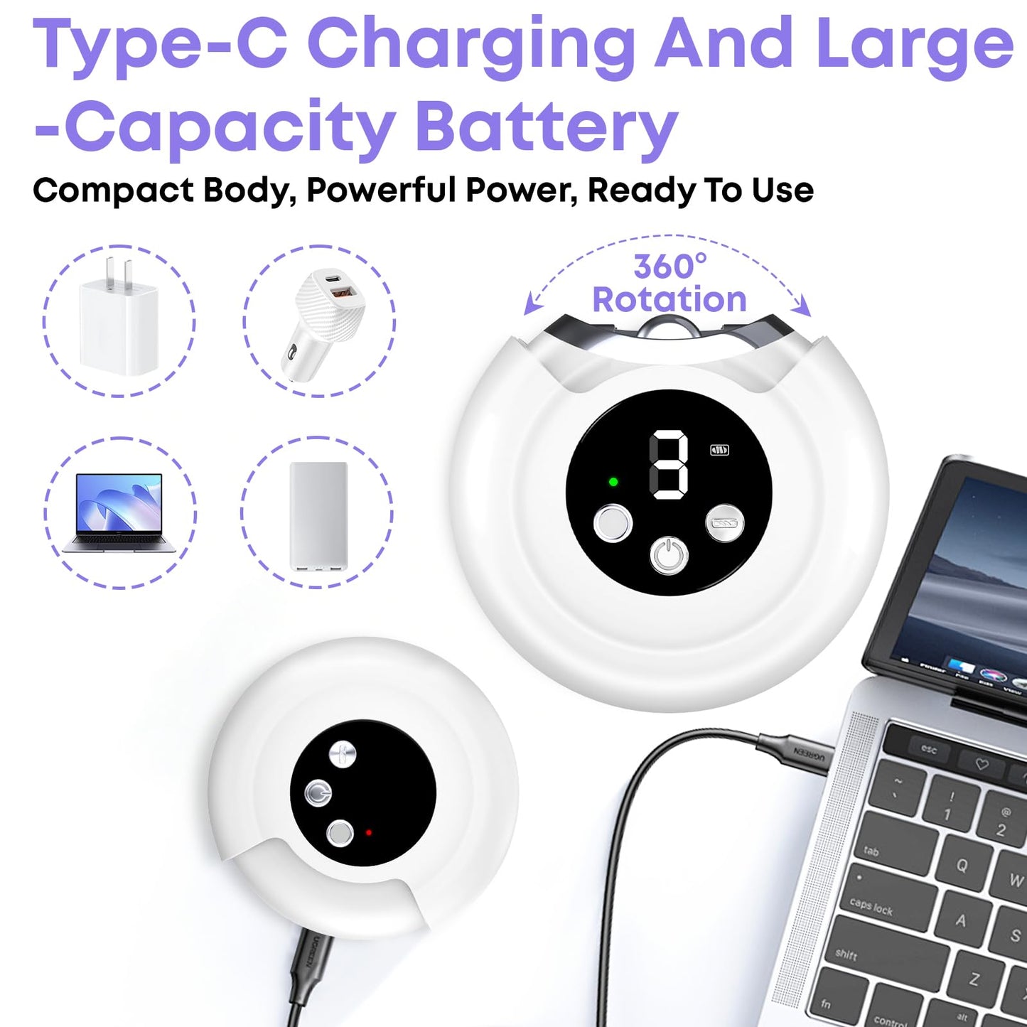 Baopilong 3-in-1 Electric Nail Clipper – 3 Speeds, LED Light, USB Rechargeable