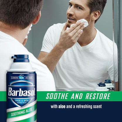 Barbasol Soothing Aloe Thick & Rich Shaving Cream 10 oz (Pack of 12) – Ultra Slick Lather & Hydration
