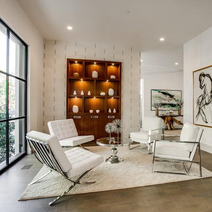 Barcelona Chair And Ottoman, Brown Leather