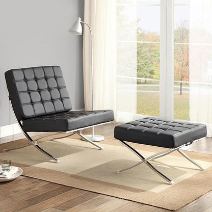 Barcelona Chair And Ottoman, Brown Leather