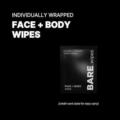 BARE Wipes 1 Pack (20 Wipes) – Portable Face & Body Wipes with Tea Tree, Chamomile & Aloe