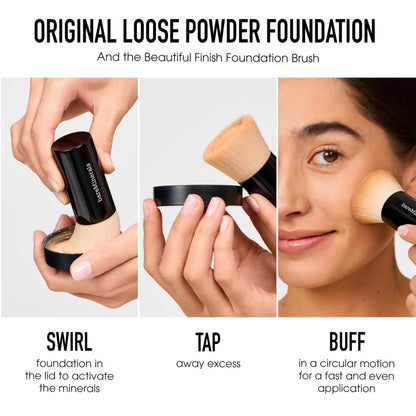 bareMinerals Deluxe Original Loose Mineral Foundation SPF 15 – Holiday Limited Edition (Medium Tan) – Vegan, Cruelty-Free
