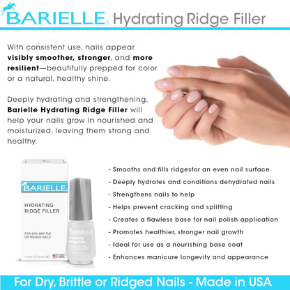 Barielle Hydrating Ridge Filler Base Coat 0.5 oz (2-Pack) | Smooth Ridged Nails & Prep for Polish | Difeel