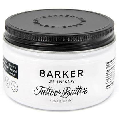 Barker Wellness Tattoo Butter – Natural Aftercare Balm for New & Old Ink | Shea Butter, Turmeric & Lavender