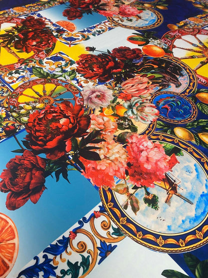 Baroque Floral Print Fabric By Metre