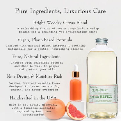 BARR-CO Hand Soap Refill – Natural Moisturizing Liquid Soap, Citrus & Balsam, 32 fl oz