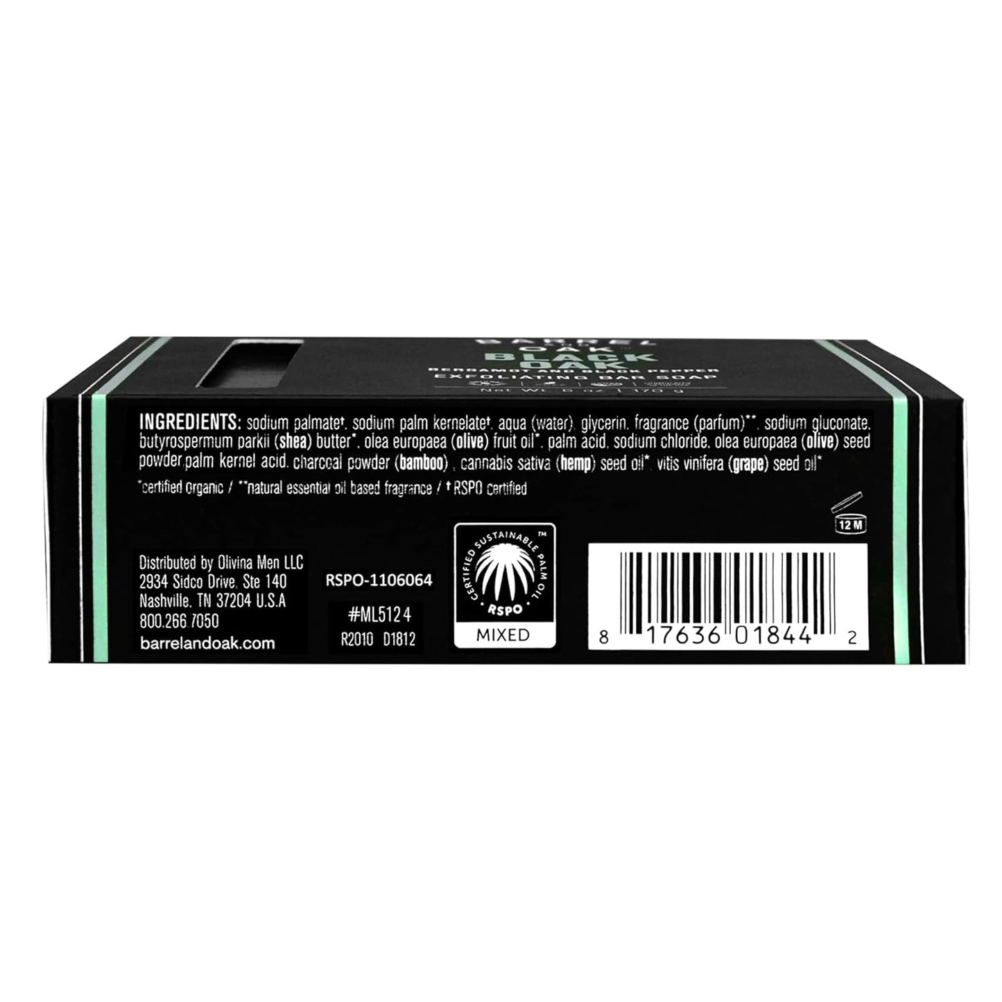 Barrel & Oak Exfoliating Bar Soap for Men – Black Oak 3-Pack | Kaolin Clay & Charcoal
