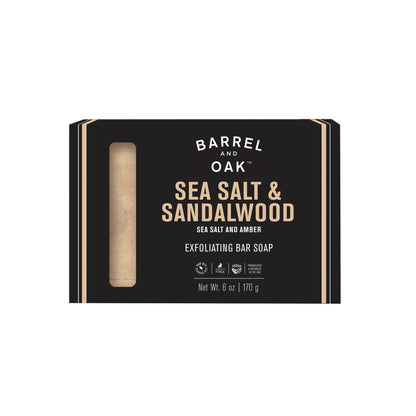 Barrel & Oak Exfoliating Bar Soap for Men – Spiced Sandalwood, Walnut & Olive Stone