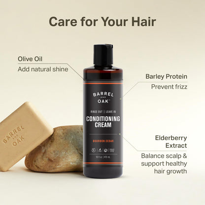 Barrel & Oak Mint Eucalyptus Charcoal Shampoo + Bourbon Cedar Leave-In Conditioner – 16 oz Each