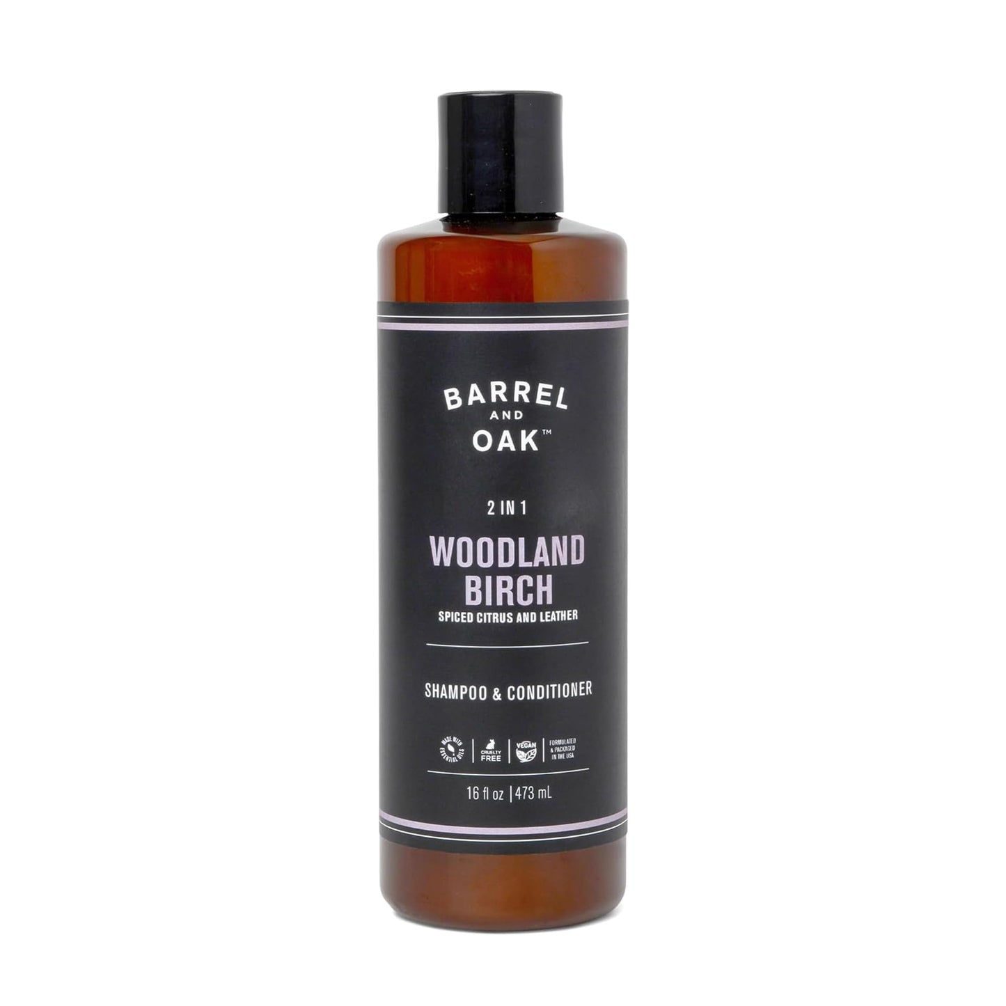 Barrel & Oak 2-in-1 Shampoo & Conditioner for Men | Vegan, Woodland Birch, 16 oz