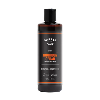 Barrel & Oak 2-in-1 Men's Shampoo & Conditioner – Bourbon Cedar, 16 oz | Vegan & Cruelty-Free