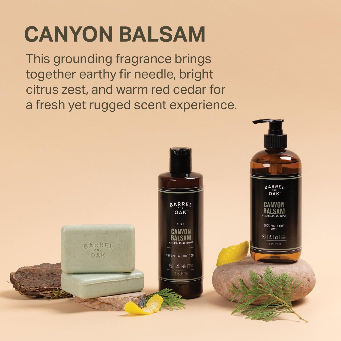 Barrel & Oak All-in-One Wash for Face, Hair & Body – Canyon Balsam, 16 oz | Vegan & Hydrating