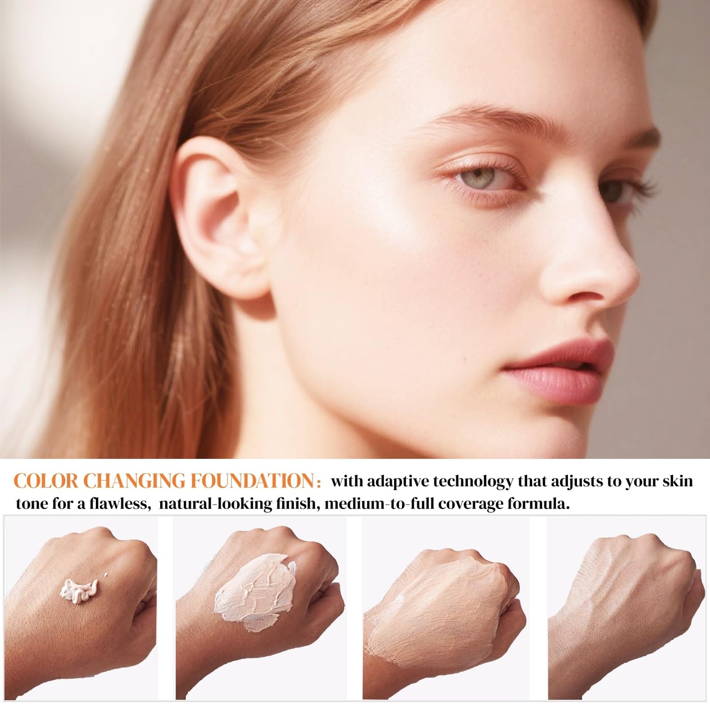 BARUBT 4 in 1 Color Changing Foundation - Medium Spectrum for Evening Skin Tone | Long-Lasting, Waterproof & Hydrating