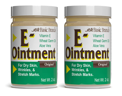 Basic Organics Vitamin E Ointment 2oz – Moisture Boost, Scar & Fine Line Support - 2 Pack