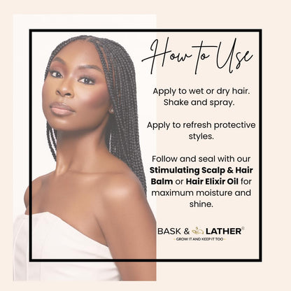 BASK & LATHER Hydrating Hair Mist — Leave-In Detangler for All Hair Types (8 oz)