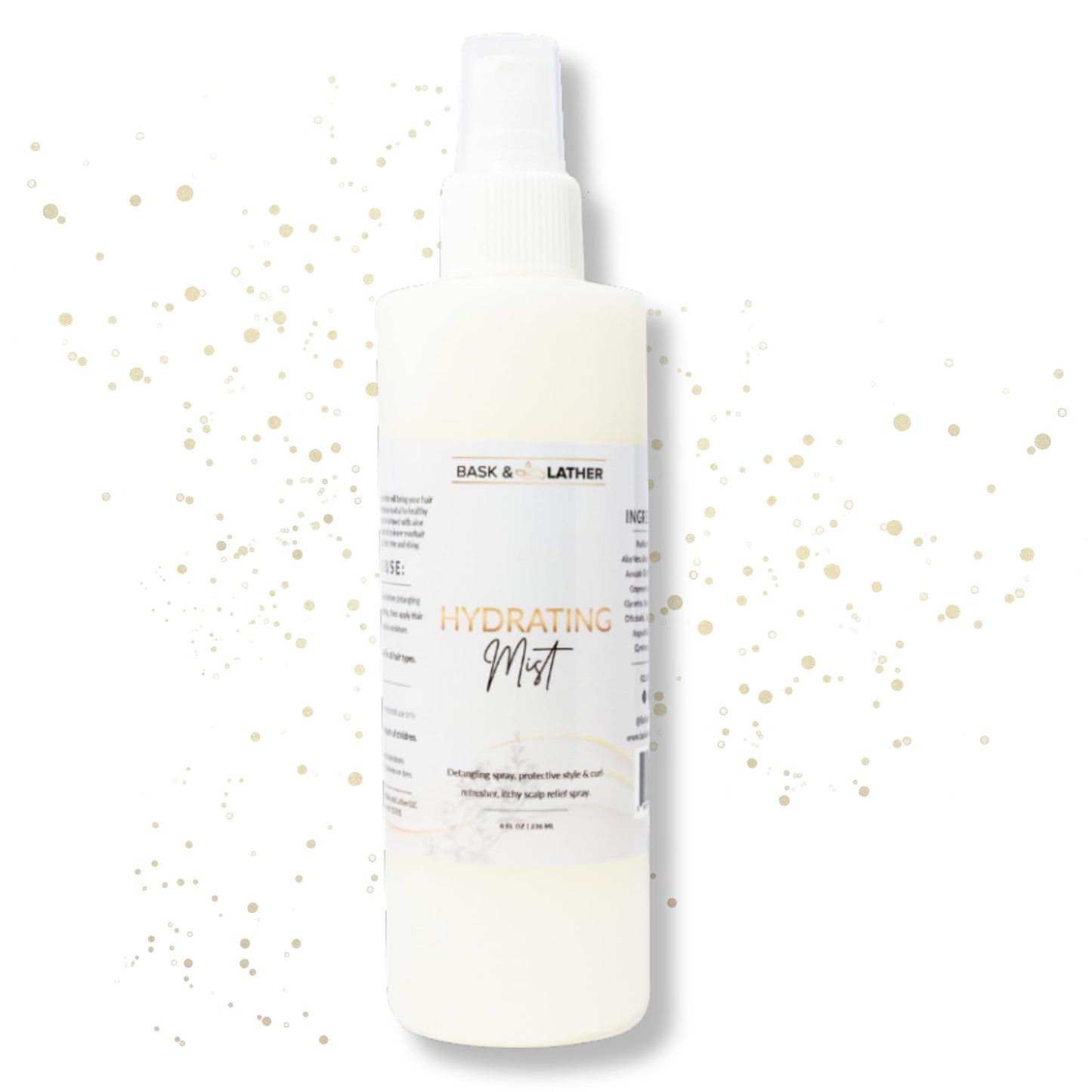 BASK & LATHER Hydrating Hair Mist — Leave-In Detangler for All Hair Types (8 oz)