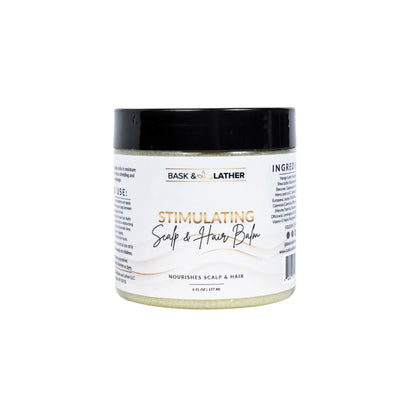 Bask & Lather Stimulating Scalp & Hair Balm for Hair Growth – Mango & Shea Butter, Peppermint & Rosemary, Vitamin E | 6 oz