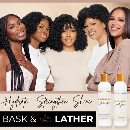 BASK & LATHER Strengthen Hair Shampoo – All-Natural, pH-Balanced, Sulfate-Free (8 oz)
