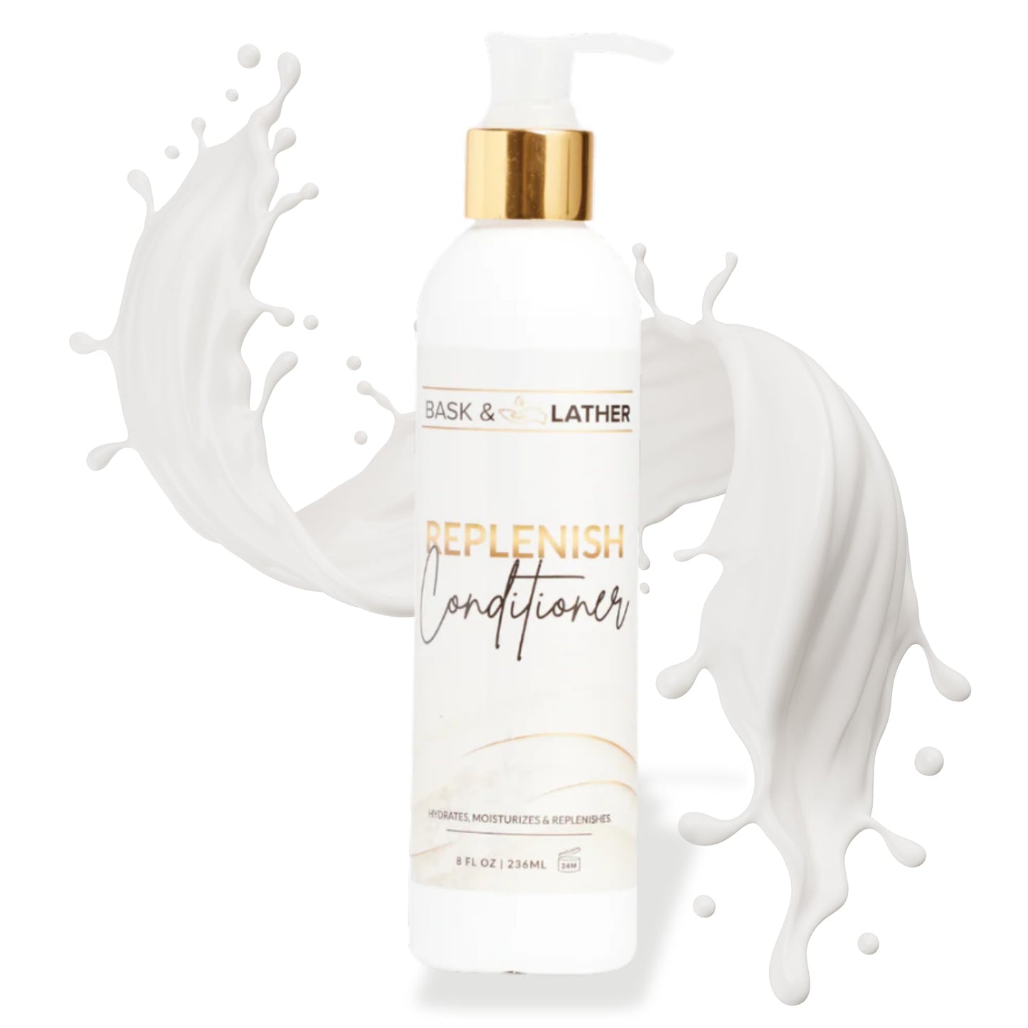 BASK & LATHER Replenish Conditioner – Deep Hydration, Elasticity & Detangling (8 oz) | Silicone-Free