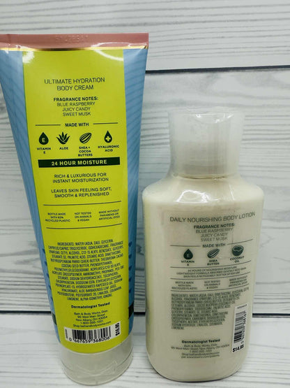 Bath & Body Works Blue Raspberry Burst Body Lotion & Ultimate Hydration Cream – 8 oz Each, Set of 2