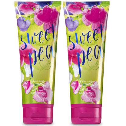 Bath & Body Works Sweet Pea Ultra Shea Body Cream – 2 x 8 oz, 24-Hour Moisture