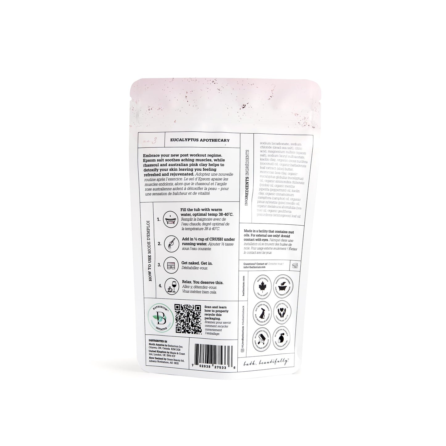 Bathorium Eucalyptus Apothecary Crush – Post-Workout Bath Soak, Eucalyptus & Tea Tree Oils, 21 oz