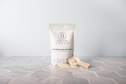 Bathorium Northern Sage Recovery Crush Bath Soak – Dead Sea & Epsom Salts, Sage, Pine, Eucalyptus | 5+ Baths | 21 oz