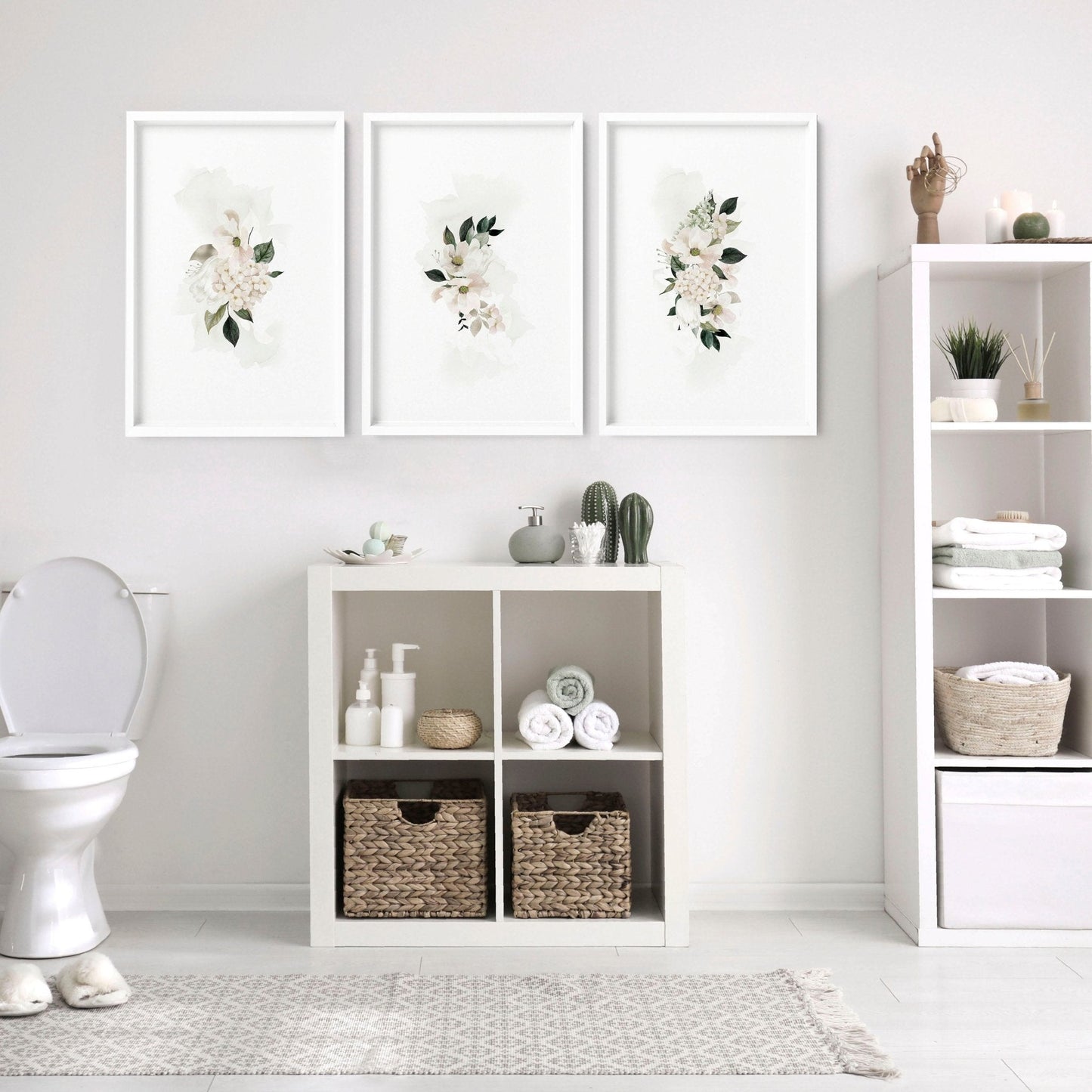 Bathroom framed pictures | set of 3 Shabby Chic wall art