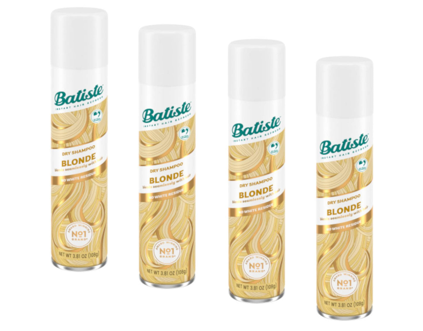 Batiste Brilliant Blonde Dry Shampoo – 3.81oz (4-Pack) | Color-Tinted, No White Residue
