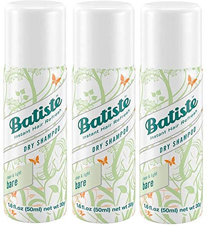 Batiste Dry Shampoo Bare Mini – Travel Size 1.06 oz, Pack of 3