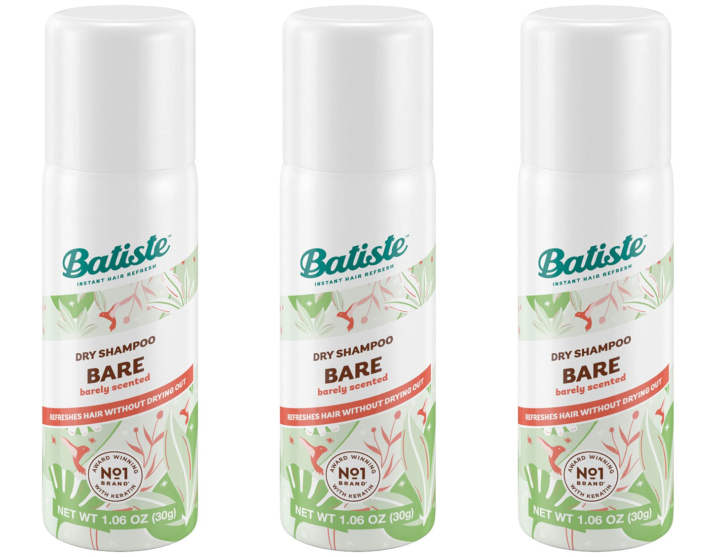 Batiste Dry Shampoo Bare Mini – Travel Size 1.06 oz, Pack of 3