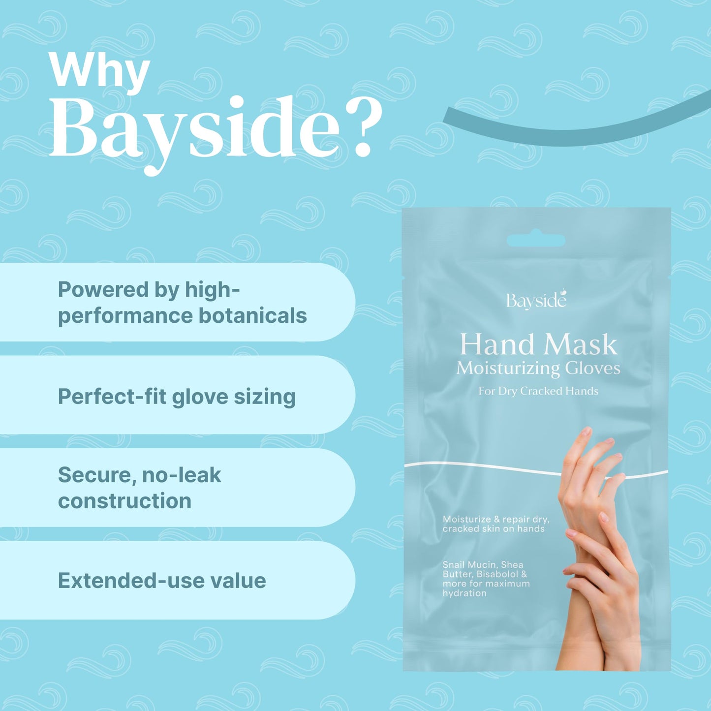 Bayside Hand Mask Moisturizing Gloves - Deep Hydration with Snail Mucin