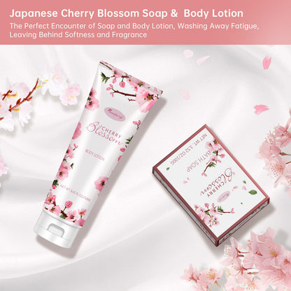 BBlove Japanese Cherry Blossom 7-Piece Bath & Body Gift Set | Luxury Home Spa for Women & Girls