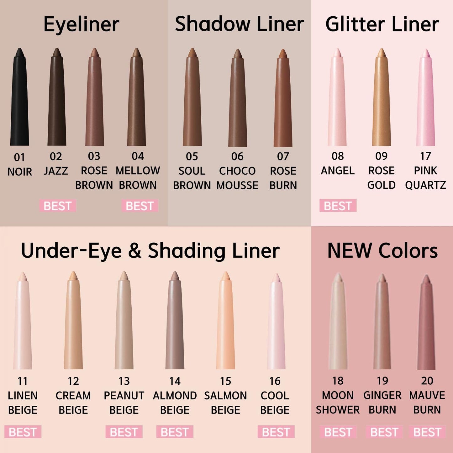 BBIA Last Auto Gel Eyeliner 13 Peanut Beige – 17-Color, Multi-Use, Waterproof