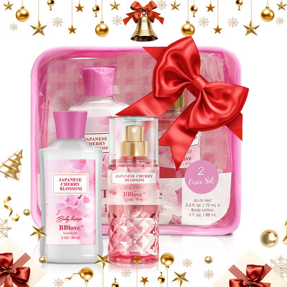 BBlove Japanese Cherry Blossom Gift Set – 2-Piece Travel Skincare Duo (3oz Lotion + 2.5oz Mist)