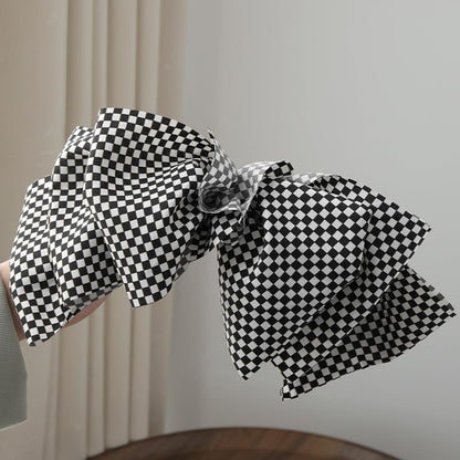 BBTDIN Checkered Hair Bow Clip – Giant 6-Inch Buffalo Plaid Bow for Kids