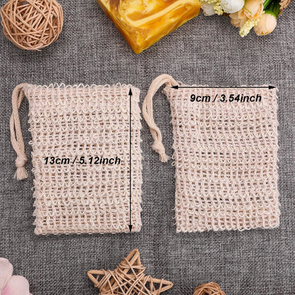 BBTO 15-Piece Soap Saver Bag | Exfoliating Sisal Mesh Pouch
