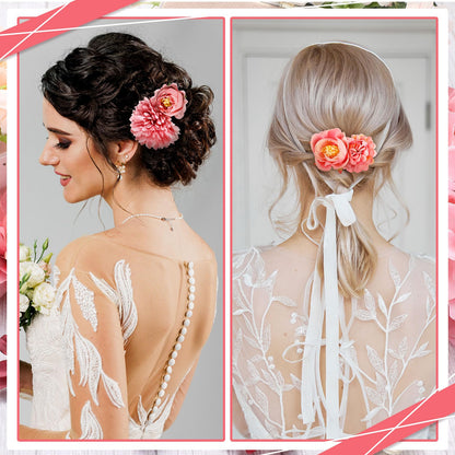 BBTO 21 Pcs Flower Hair Clips – 3D Rose Barrettes for Weddings & Boho Style (Light Pink)