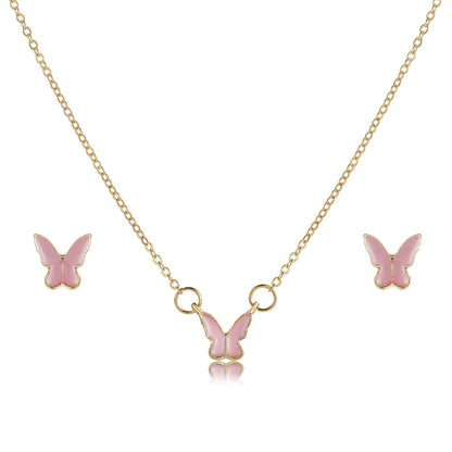 Butterfly Earrings & Necklace Jewellery Set