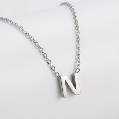 26 English Letter Steel Color Necklace