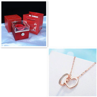 Ring Through Heart Interlocking Pendant Necklace