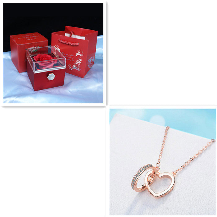 Ring Through Heart Interlocking Pendant Necklace