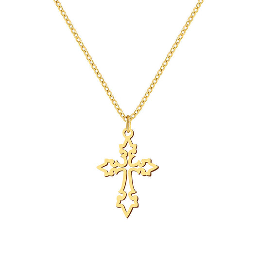 Retro Hollow Cross Gothic Necklace