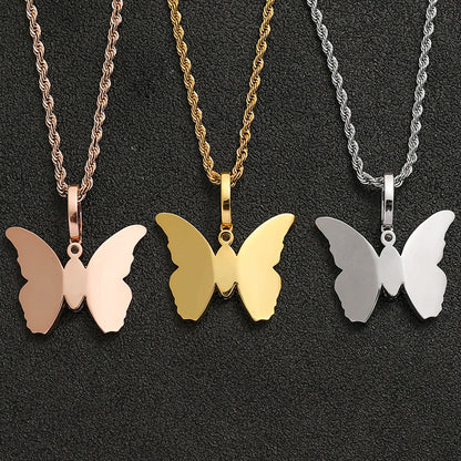 Butterfly Diamond Gold-Plated Necklace