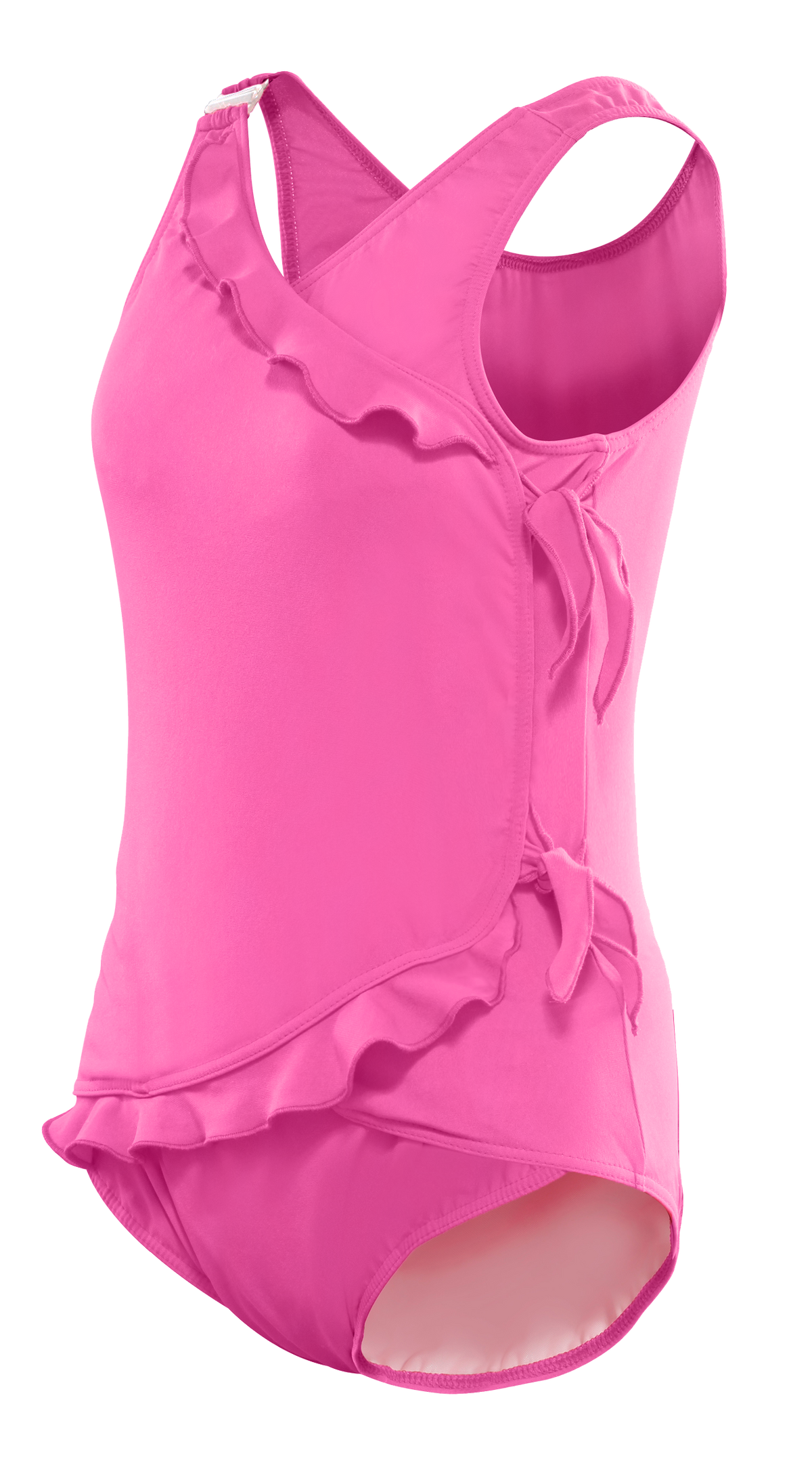Girl's Waterfall Swimsuit in Pretty Pink
