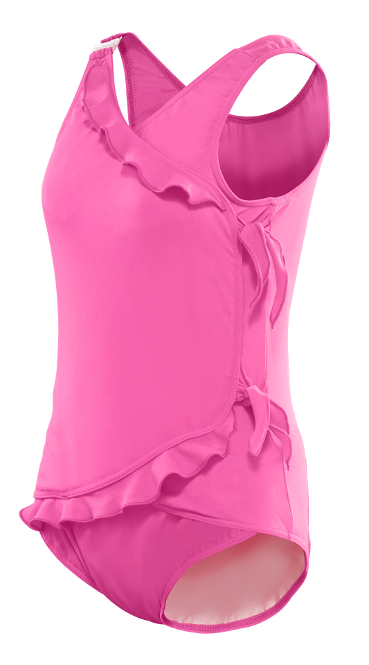 Girl's Waterfall Swimsuit in Pretty Pink